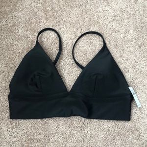 NWT Aerie sz M Black Longline Triangle Bikini Top
